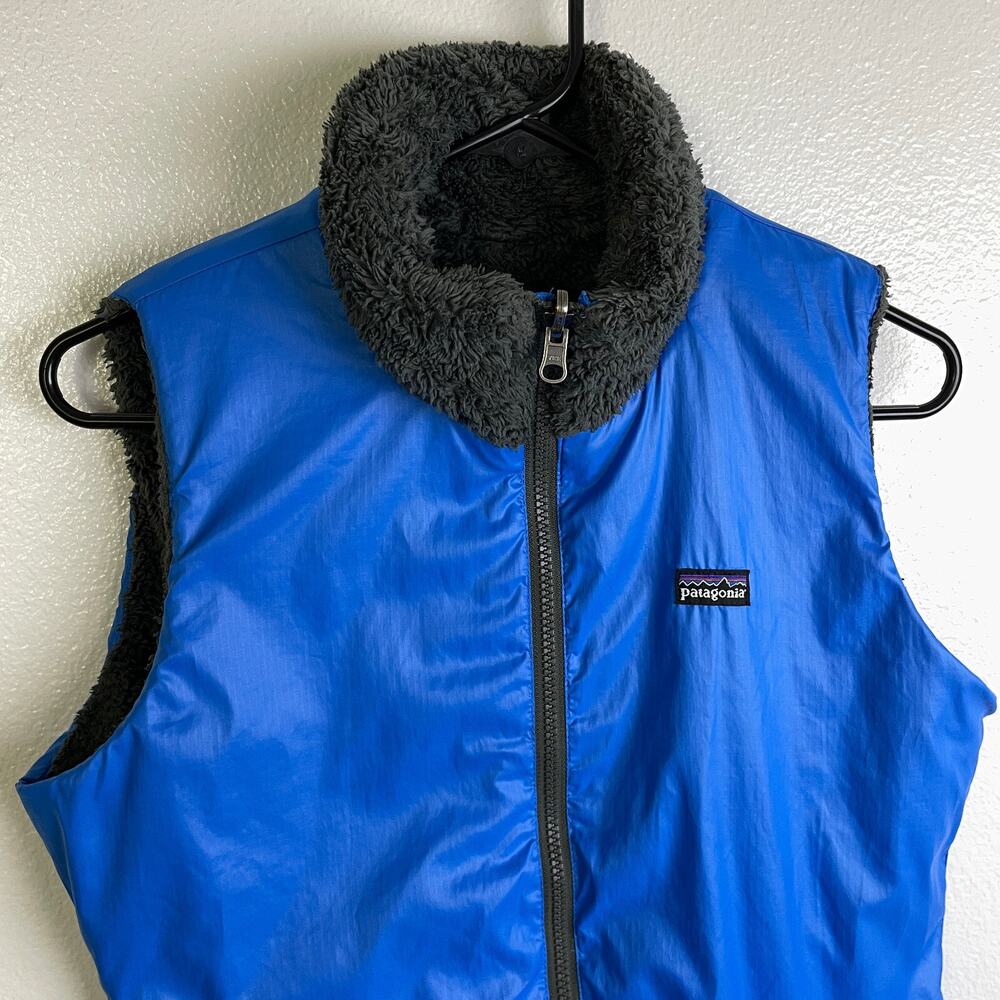 Patagonia Los Gatos Vest Womens Medium Blue Reversible Outdoors Hike Full Zip - Picture 7 of 8